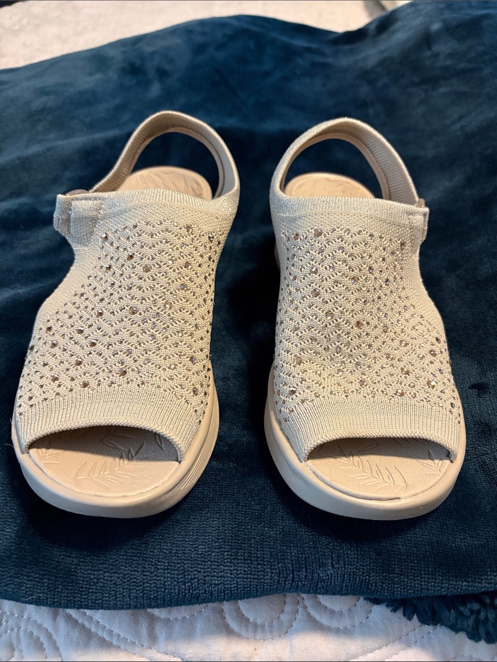 Bzees Women’s Knit Slingback Sandals in Light Beige